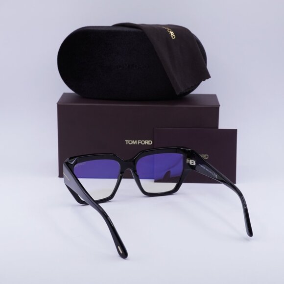 Tom Ford FT5951-B 001 Square Eyeglasses 54mm - Shiny Black/Blue Light block - Picture 4 of 9